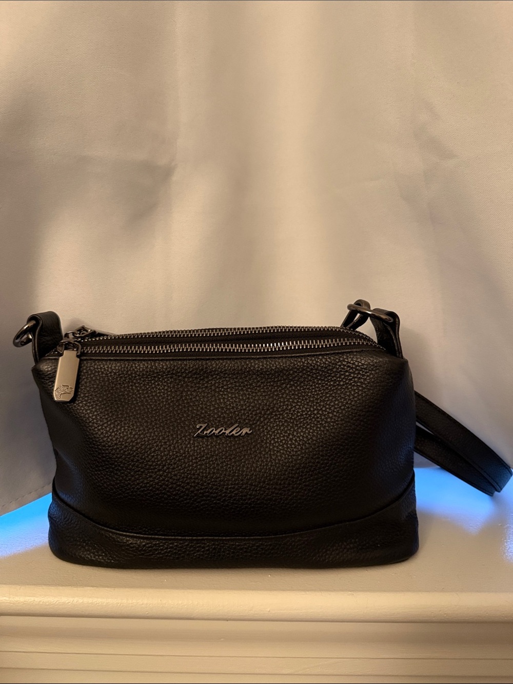 Black Pebbled Leather Crossbody Bag
